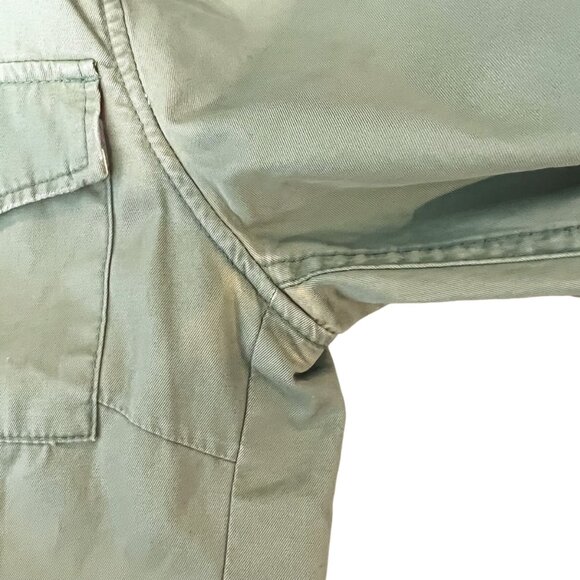 American Eagle Womens Jacket Green Collared Tan Button Down Size Medium - Picture 8 of 12